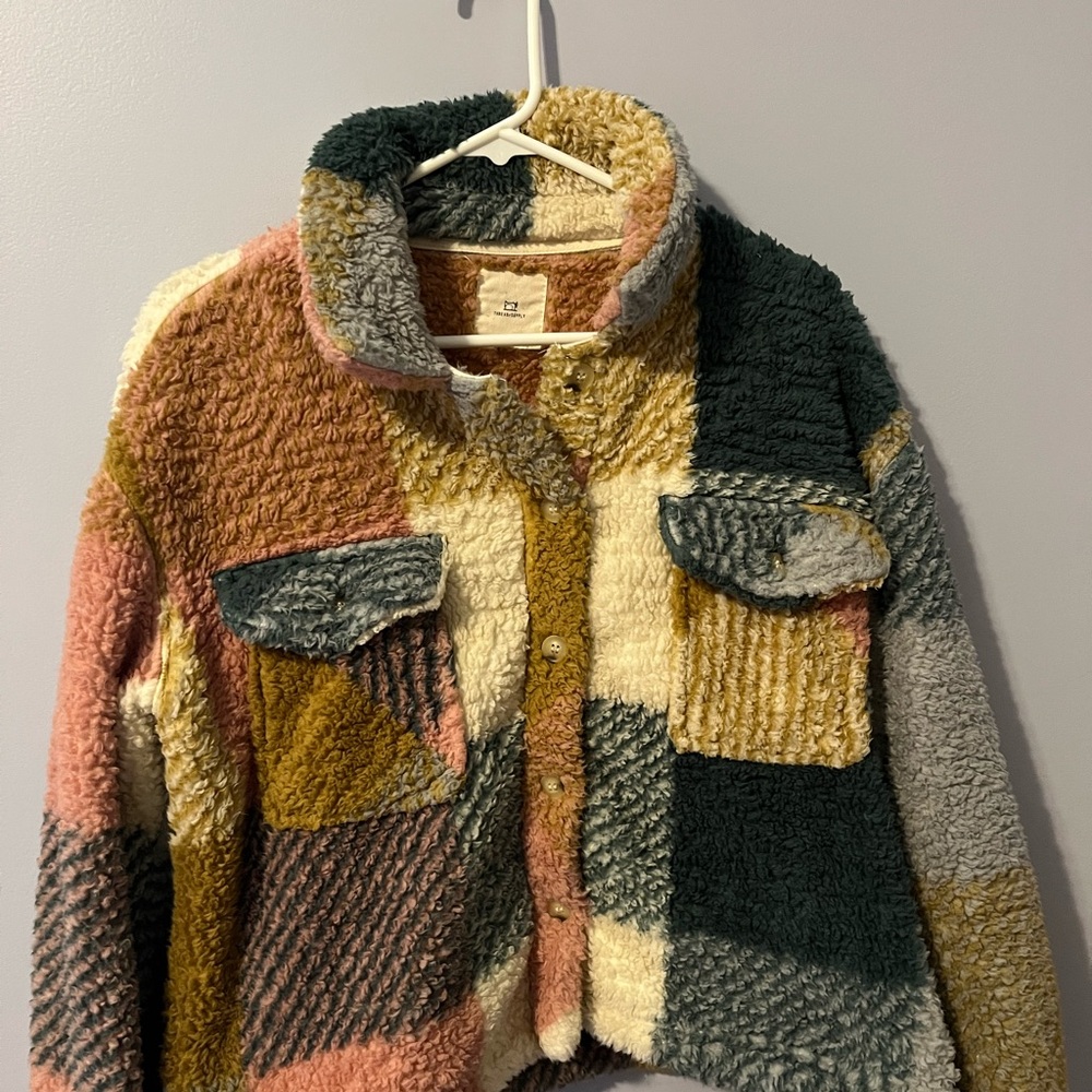 Thread & Supply Multicolor Patchwork Teddy Jacket - image 1